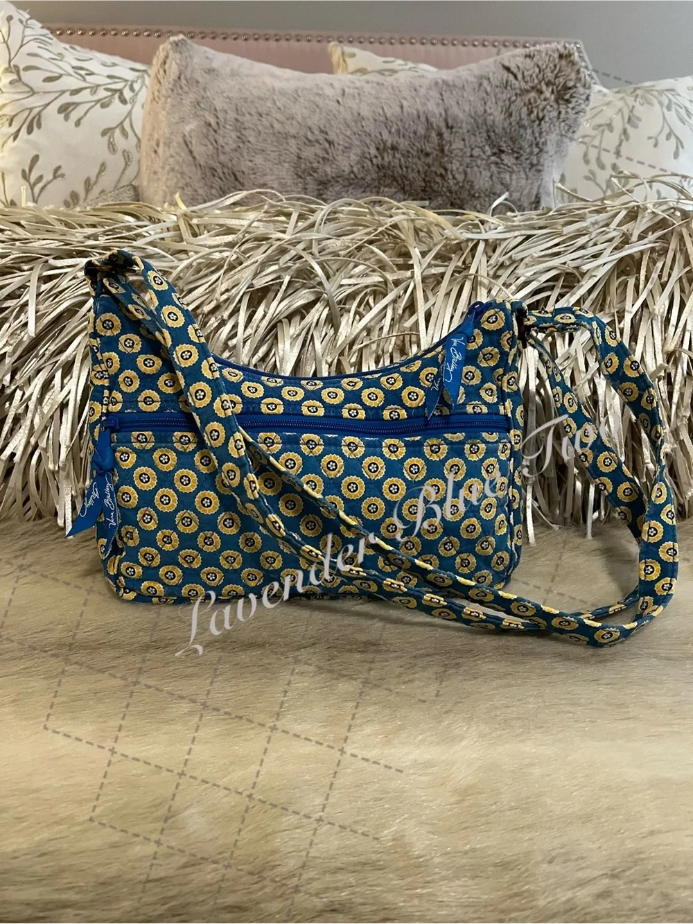 VERA BRADLEY Riviera 2008 Libby Crossbody Purse Shoulder Bag Blue Yellow Y2K